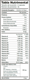 Suplemento para el sueño SLEEP & REBUILD - Vikarmy Tabla Nutrimental